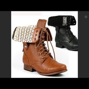 Wild diva women's boots combat tanned lace up